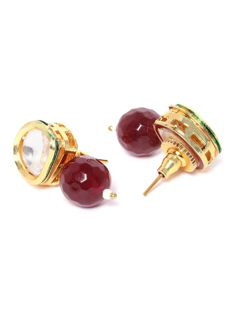 Red Beads Kundan Gold Plated Jewellery Set - Image 5