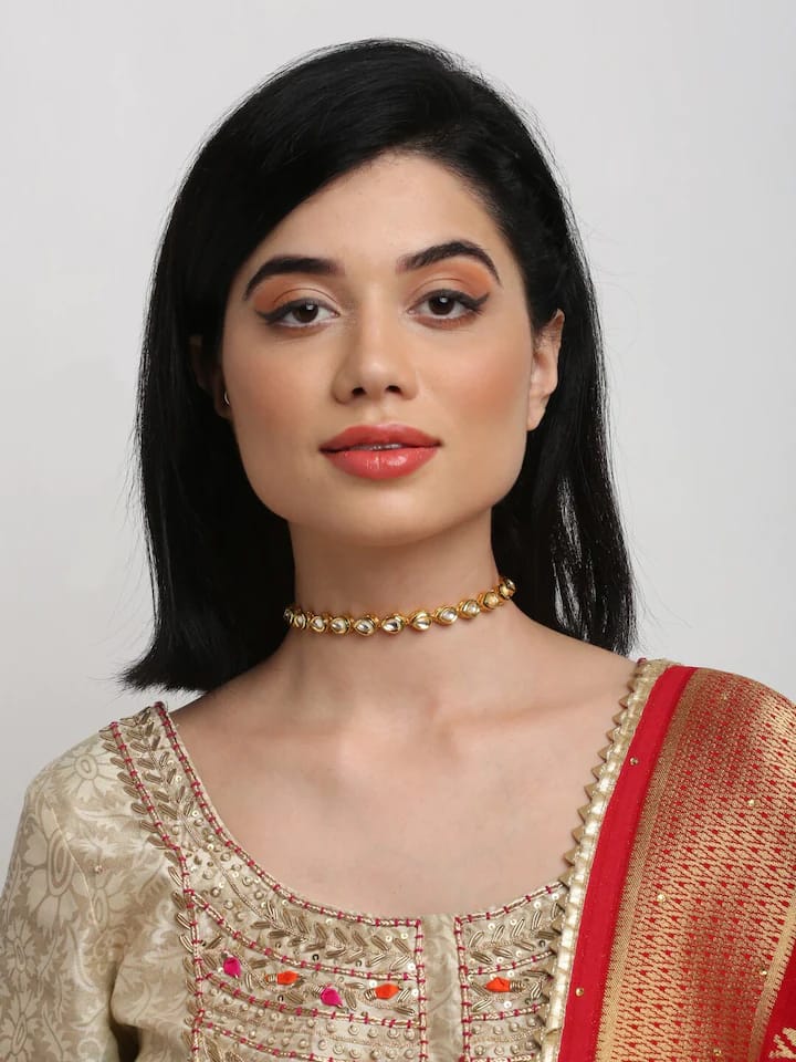 Gold Plated Kundan Necklace Set - Image 2