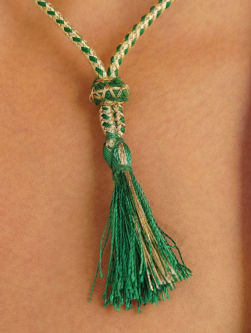 Long Emerald Green Necklace Set - Image 3