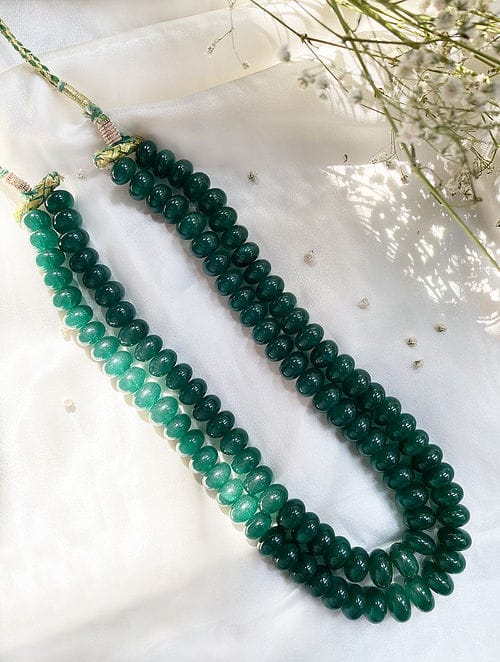 Long Emerald Green Necklace Set - Image 2