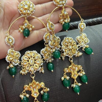 Pearls Beads Kundan Gold Plated Drop Earring