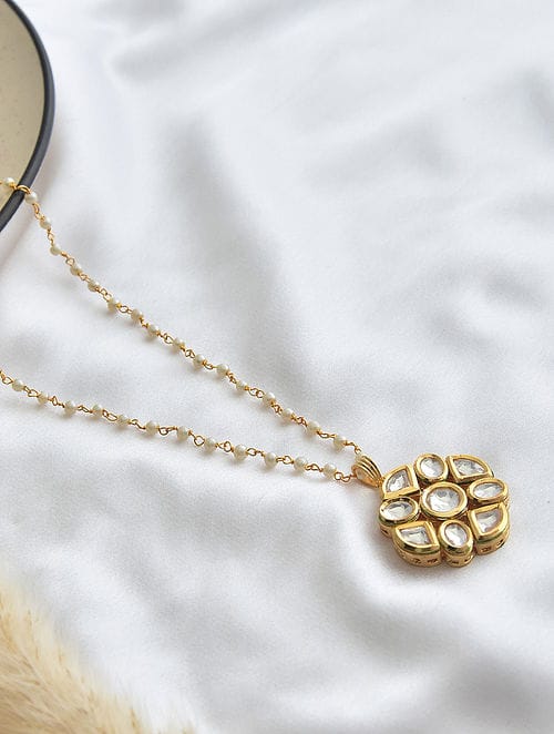 Long Kundan Peral Necklace - Image 3