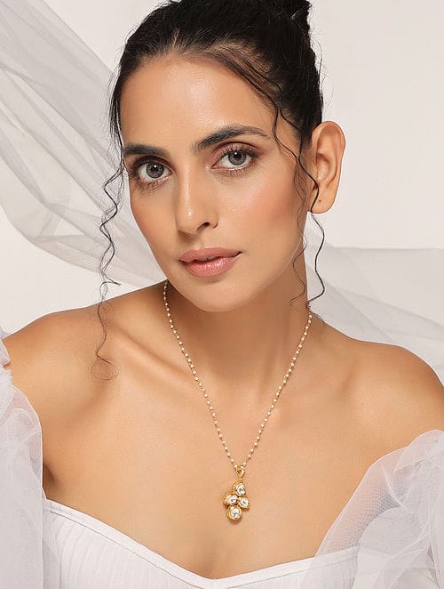 Long Kundan Peral Necklace - Image 4