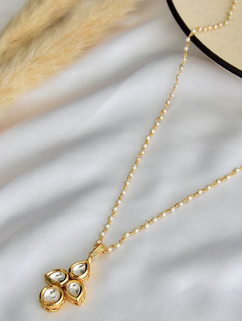 Long Kundan Peral Necklace - Image 3
