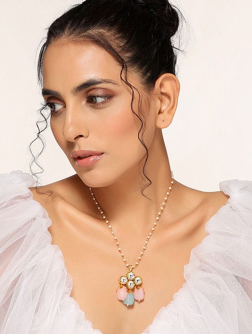 Long Kundan Peral Necklace - Image 4