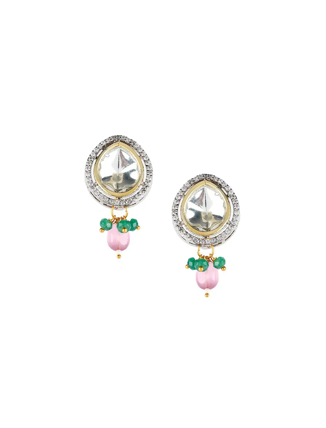 Multilayered Stone-Studded Necklace & Earrings Set - Image 4