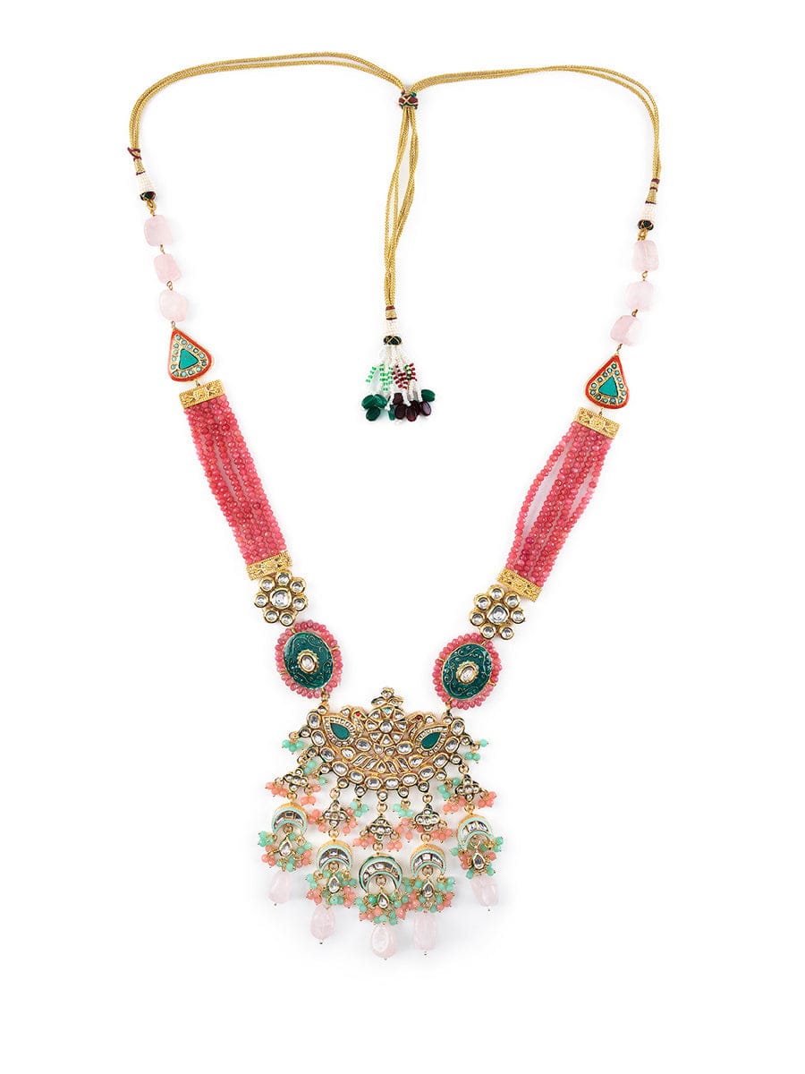 Gold Plated Kundan Embellished Necklace Set - Image 4