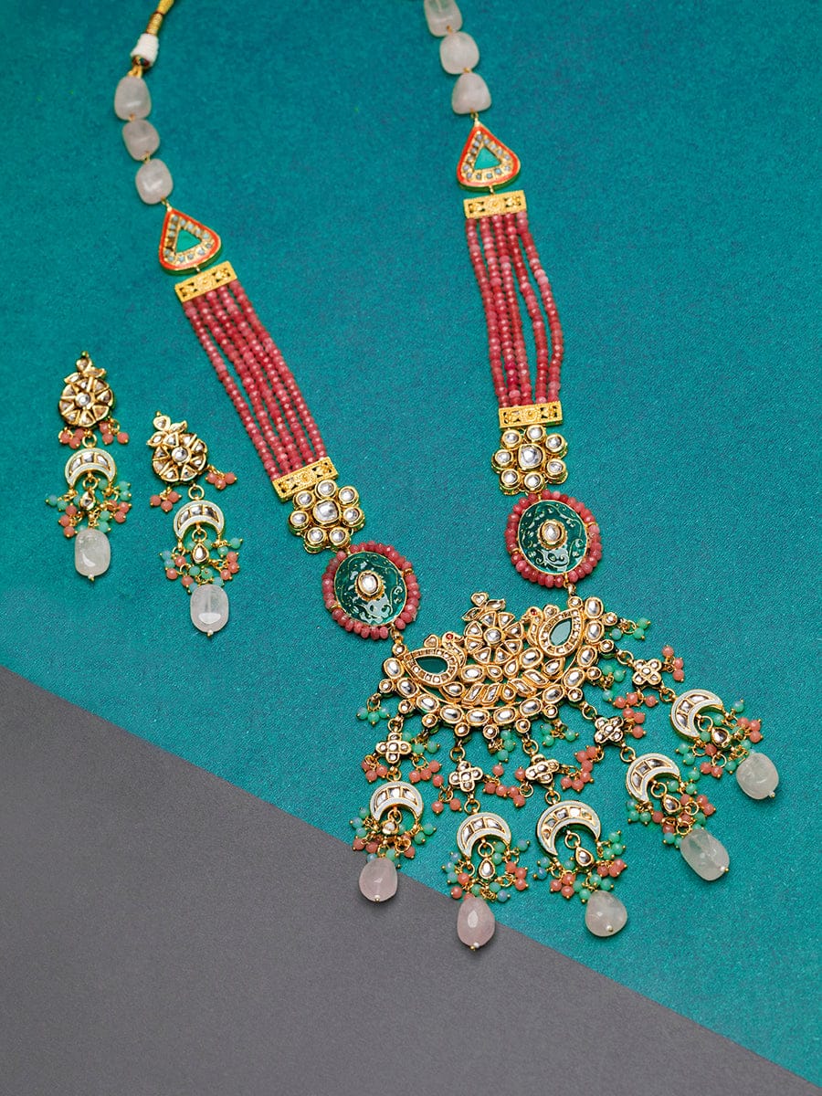 Gold Plated Kundan Embellished Necklace Set - Image 2