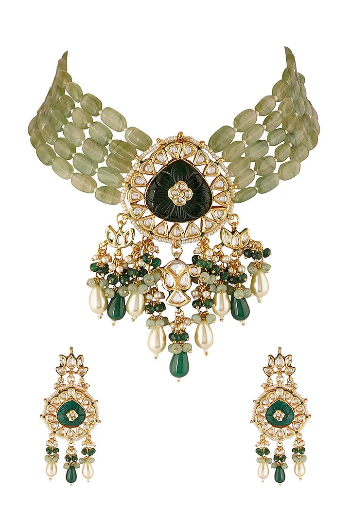 Gold Plated Kundan Embellished Necklace Set - Image 2