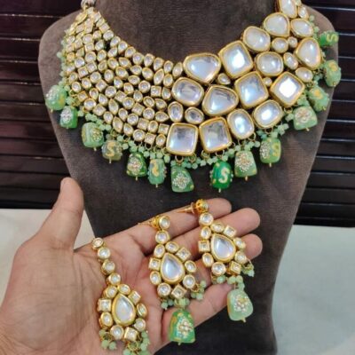 Gold Plated Kundan Embellished Necklace Set