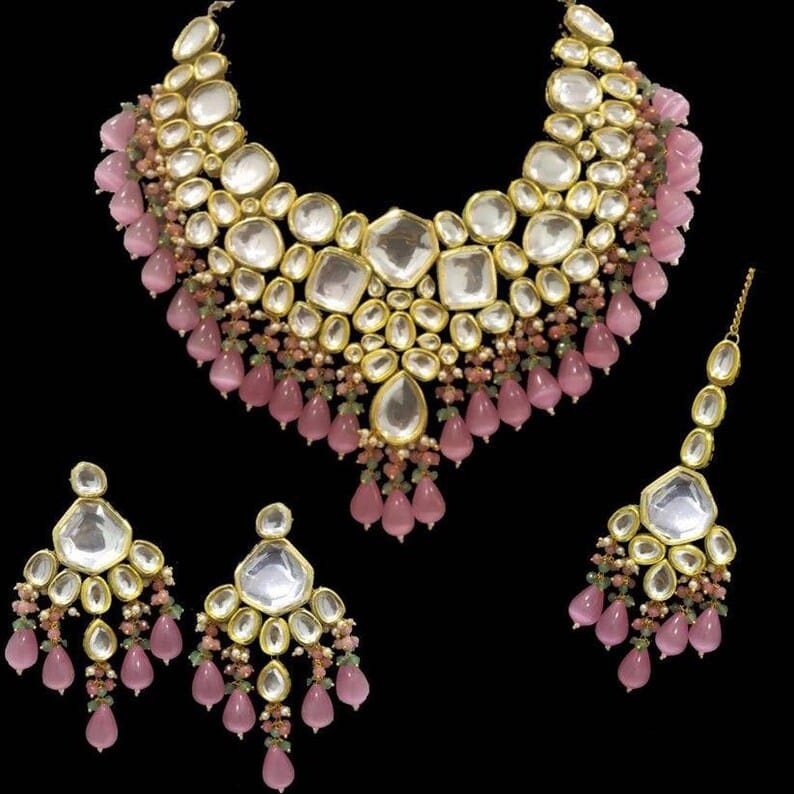 Gold Plated Kundan Embellished Necklace Set - Image 2