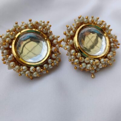 Gold Plated Kundan Round Studded