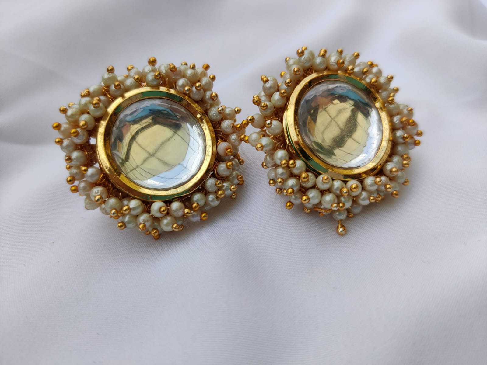 Gold Plated Kundan Round Studded