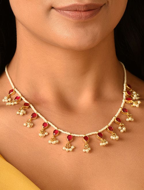 Women Gold Slip On Brass Necklace - Image 3