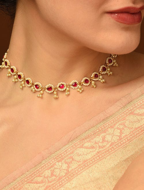 Women Gold Slip On Brass Necklace - Image 3