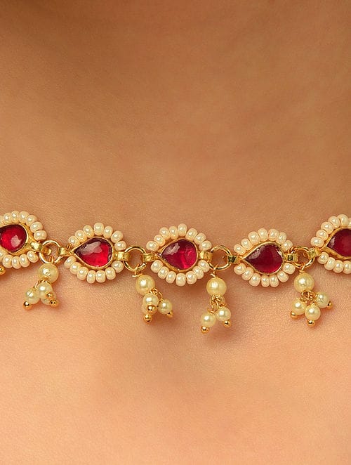 Women Gold Slip On Brass Necklace - Image 4