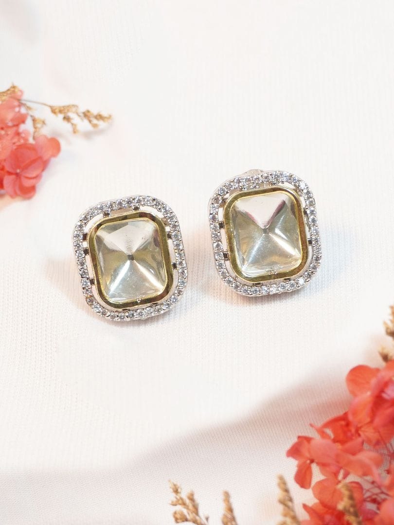 Silver Plated Designer Polki Kundan Earring - Image 3