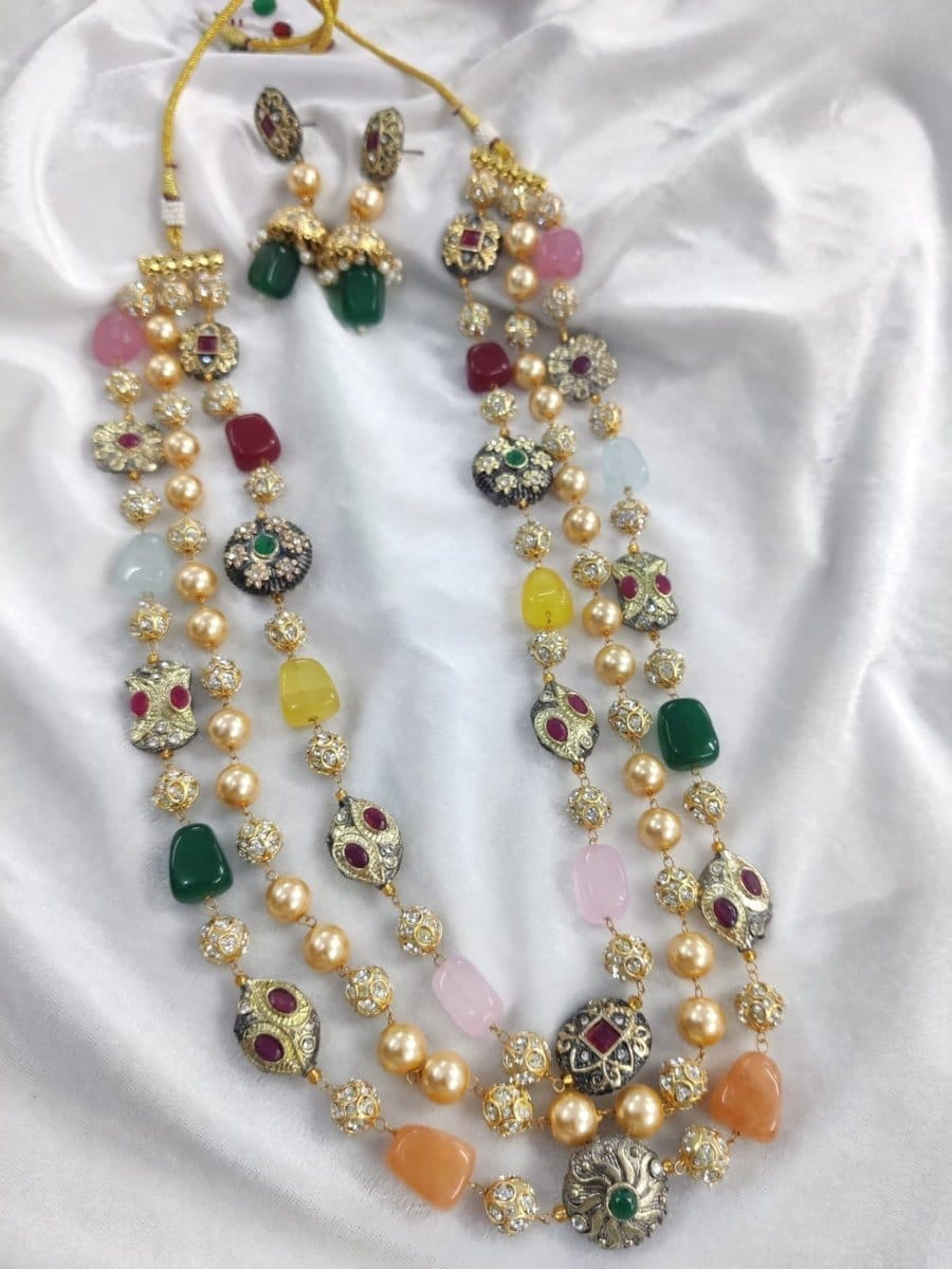 Multi Tumble Stone Necklace Set