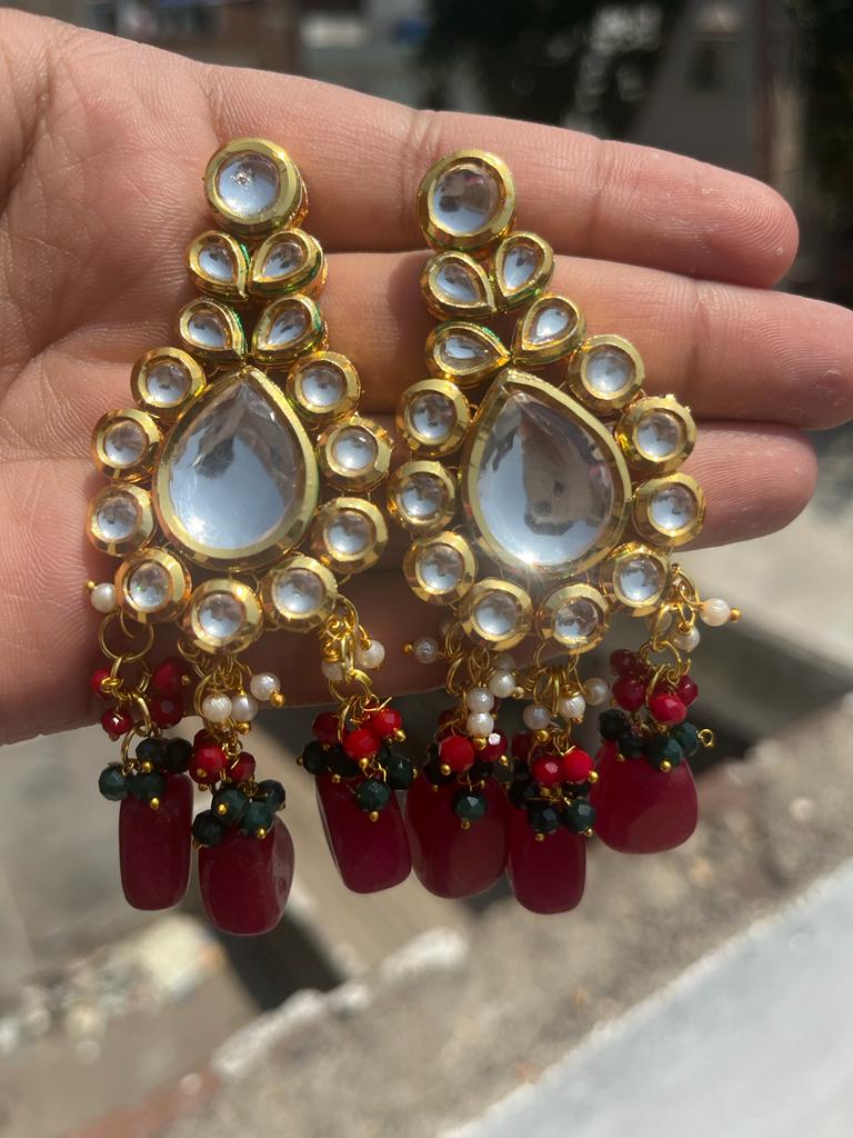 Gold Plated Wedding Jewellery Kundan Choker & Necklace Set For Women - Image 5