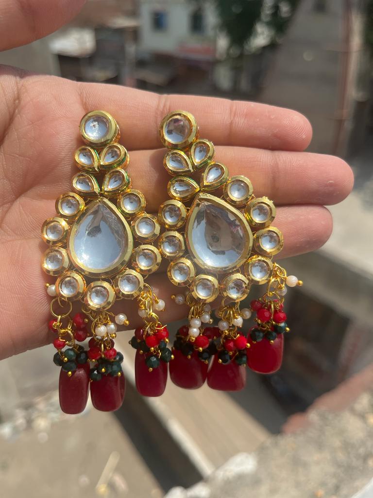Gold Plated Wedding Jewellery Kundan Choker & Necklace Set For Women - Image 8