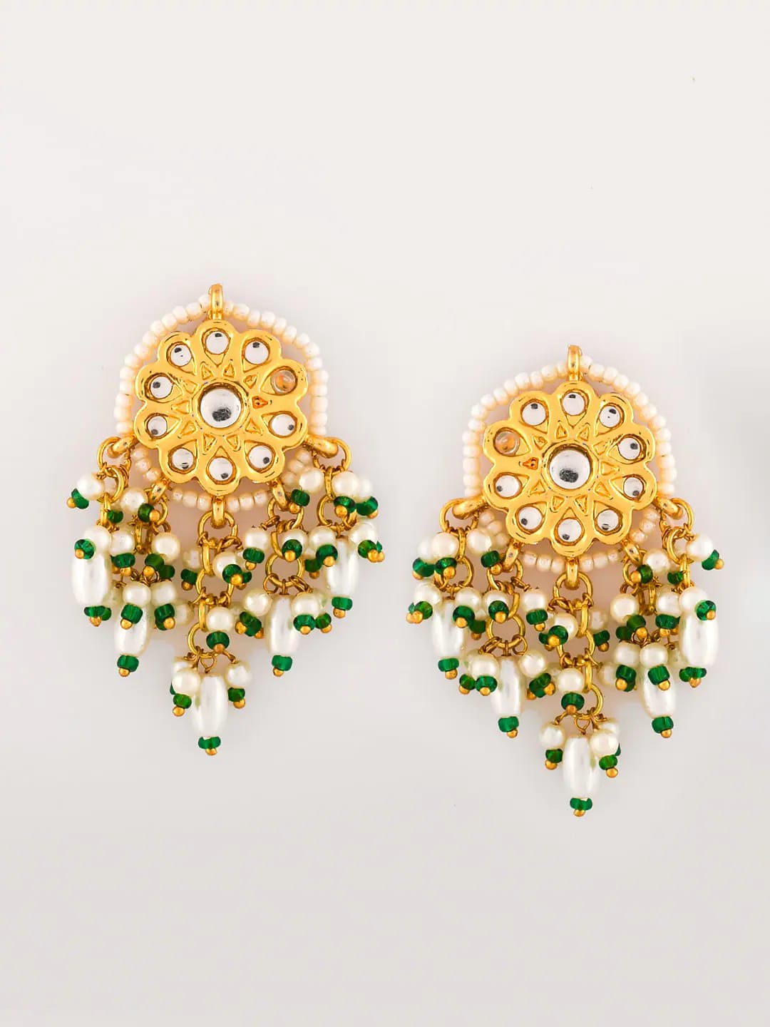 Womens Gold Plated Kundan Stone Designer Necklace Set - Image 5