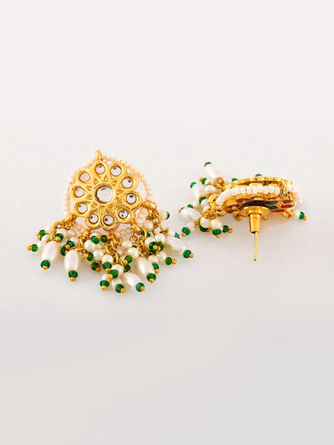 Womens Gold Plated Kundan Stone Designer Necklace Set - Image 6