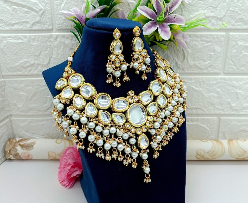 Gold Plated Bride Kundan Necklace Set