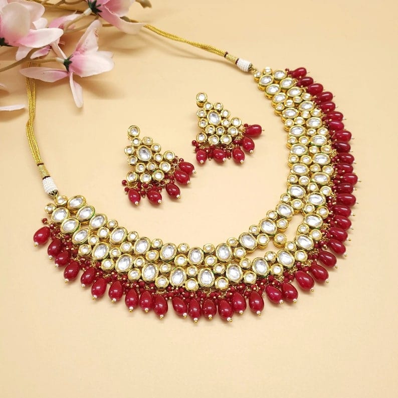 Gold Plated Kundan Necklace Set - Image 2