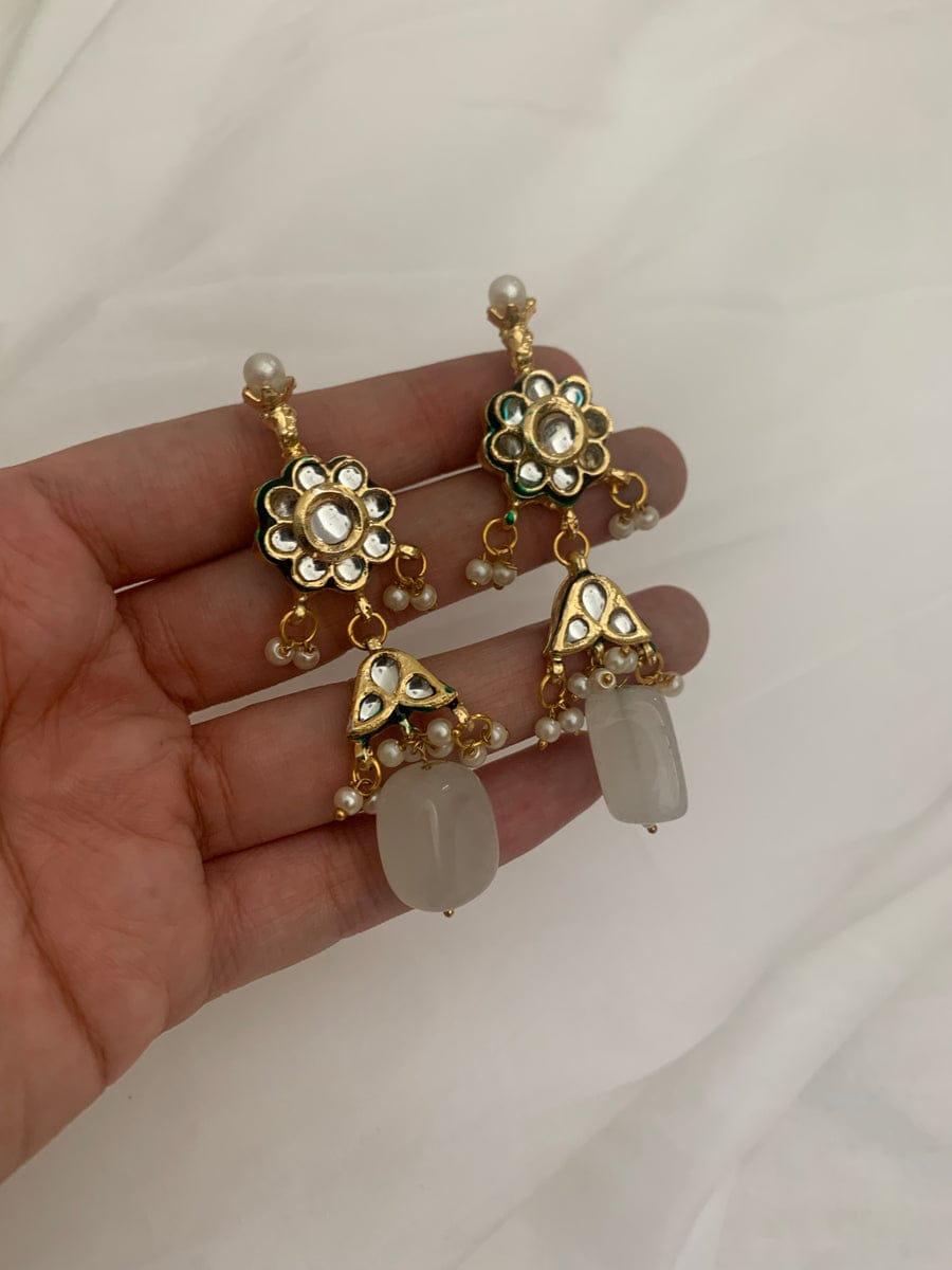 Multi Stone And Kundan Jewellery Necklace Set In Mix Metal - Image 7