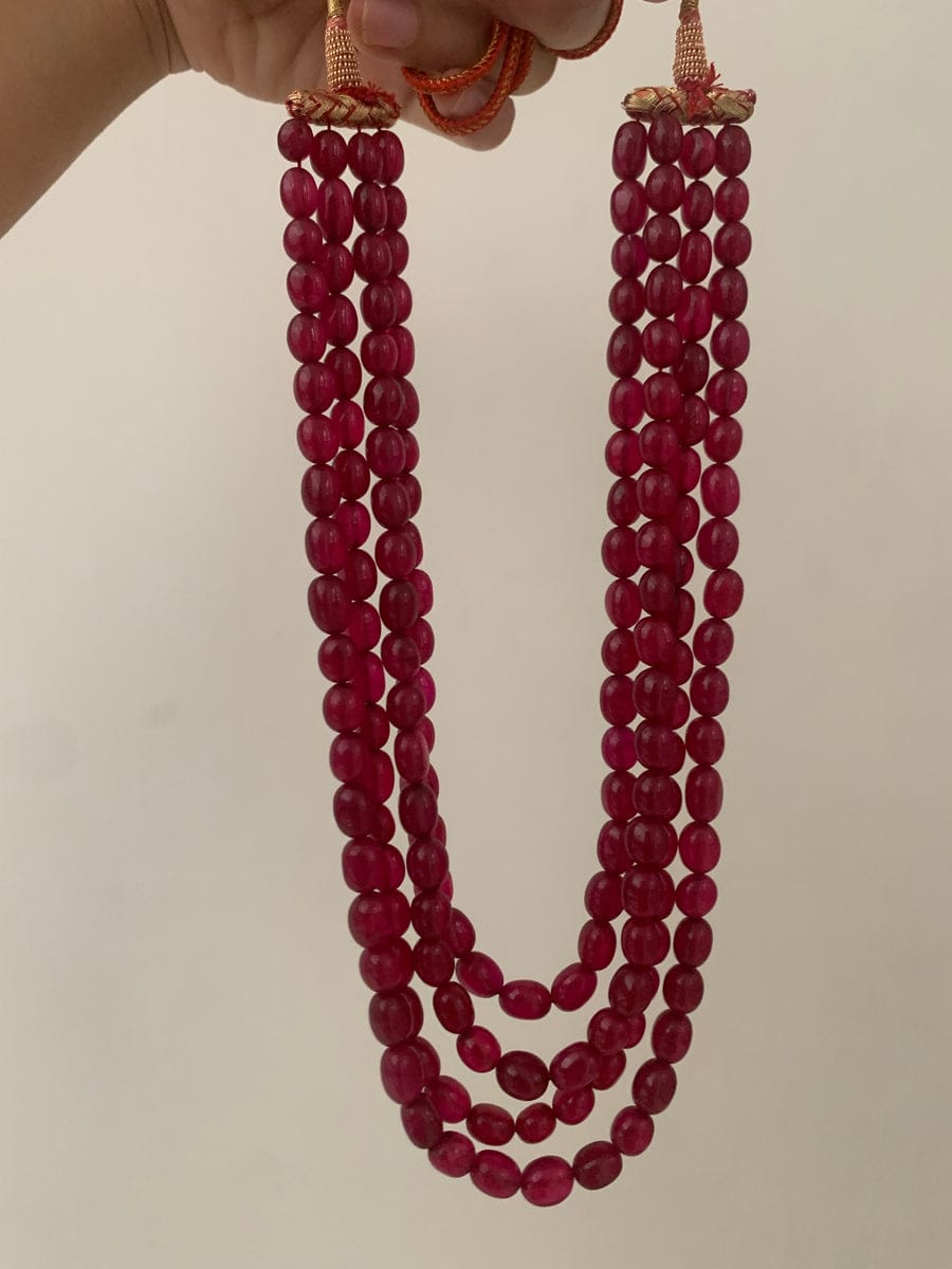 Long Ruby Red Necklace Set