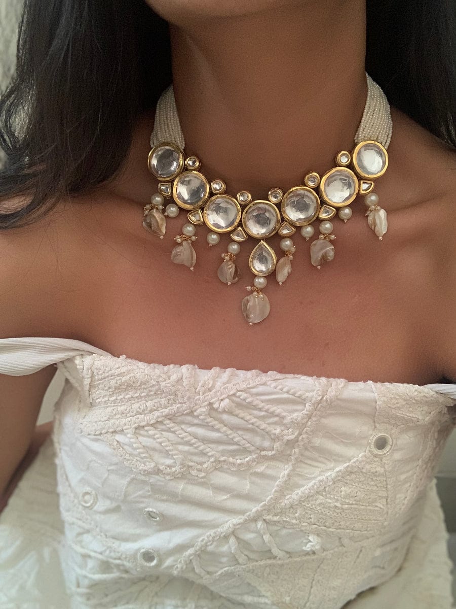 Kundan Pearl Long Necklace & Earring Set