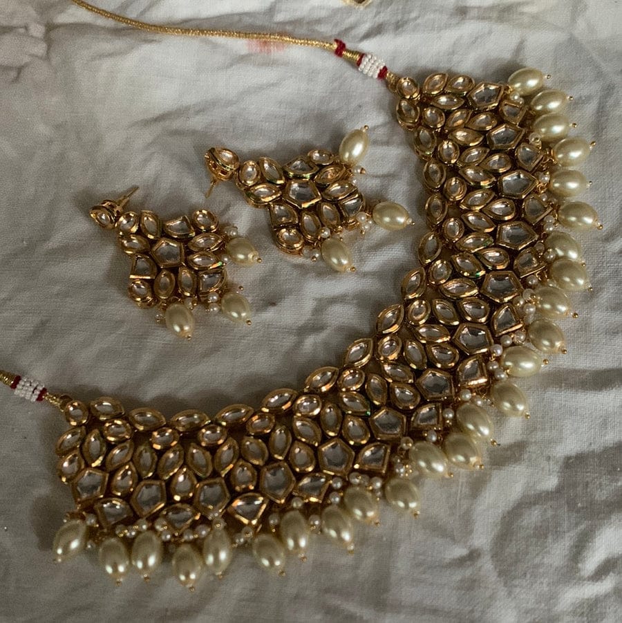 Kundan Jewellery Necklace Set In Mix Metal - Image 2