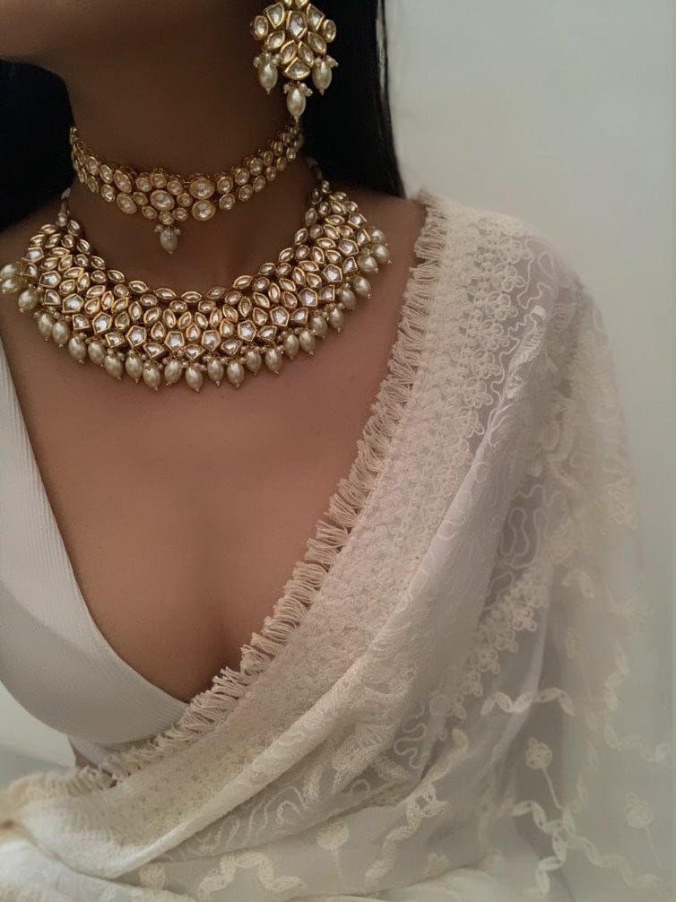 Kundan Jewellery Necklace Set In Mix Metal