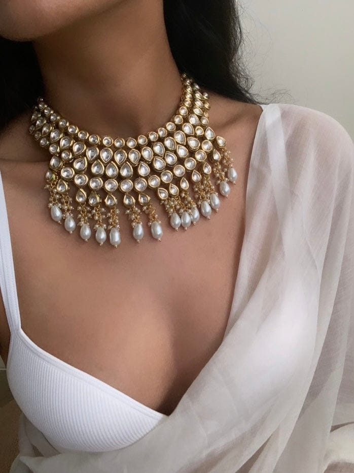Kundan Jewellery Necklace Set In Mix Metal