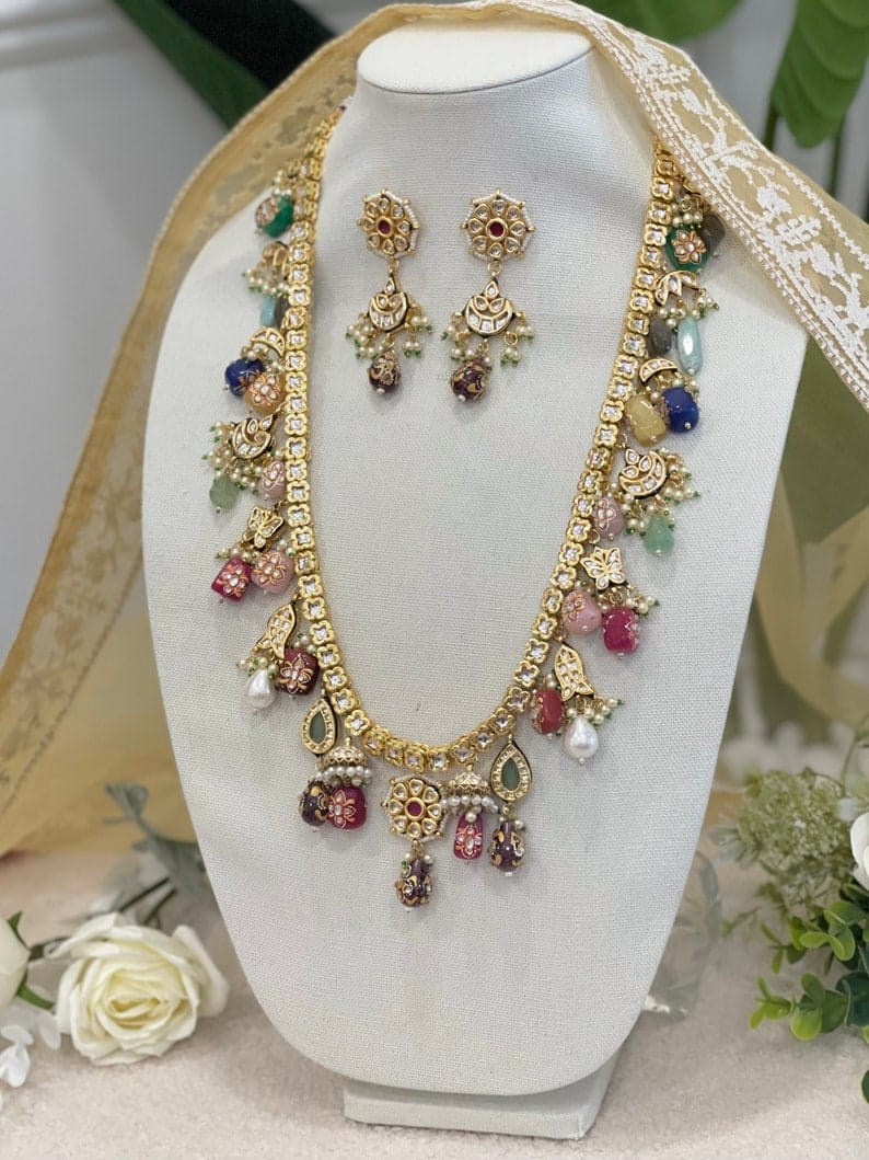 Tanjore Semiprecious Stone Kundan Necklace - Image 3