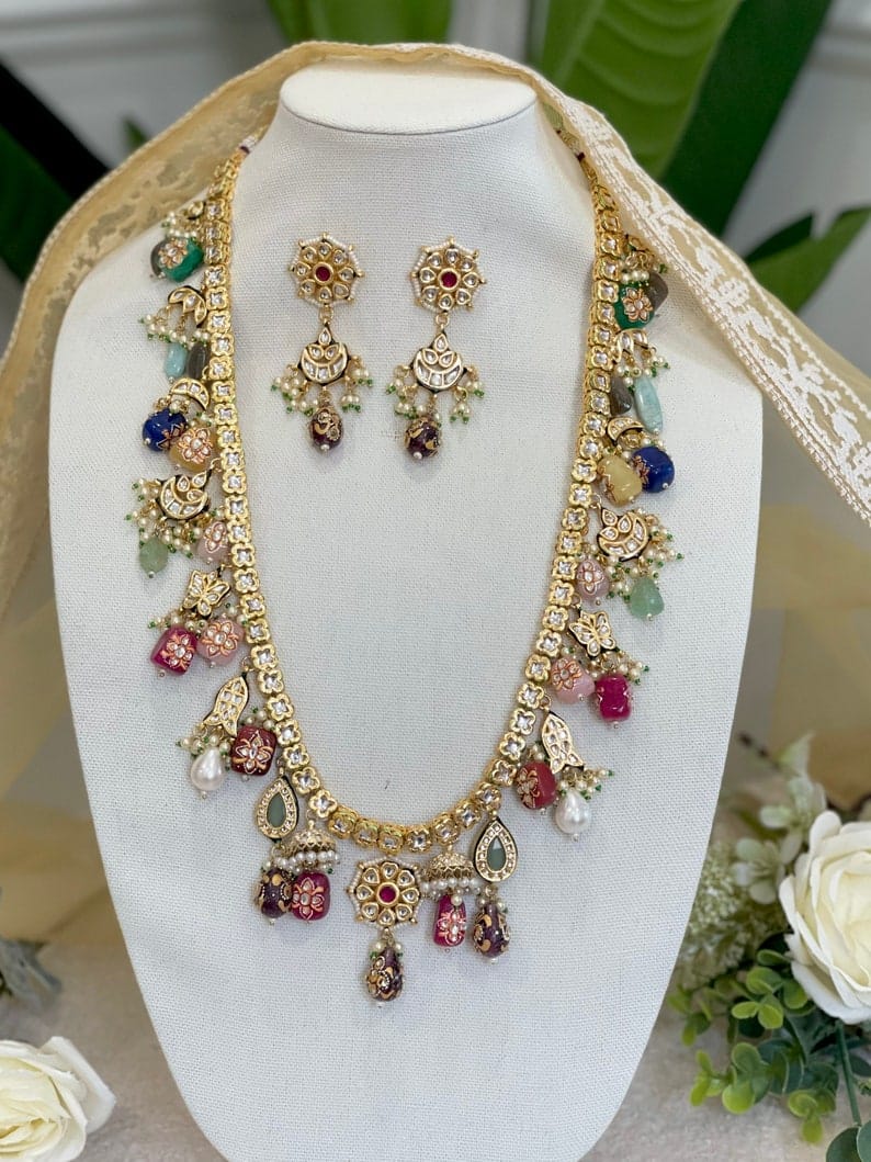 Tanjore Semiprecious Stone Kundan Necklace - Image 4