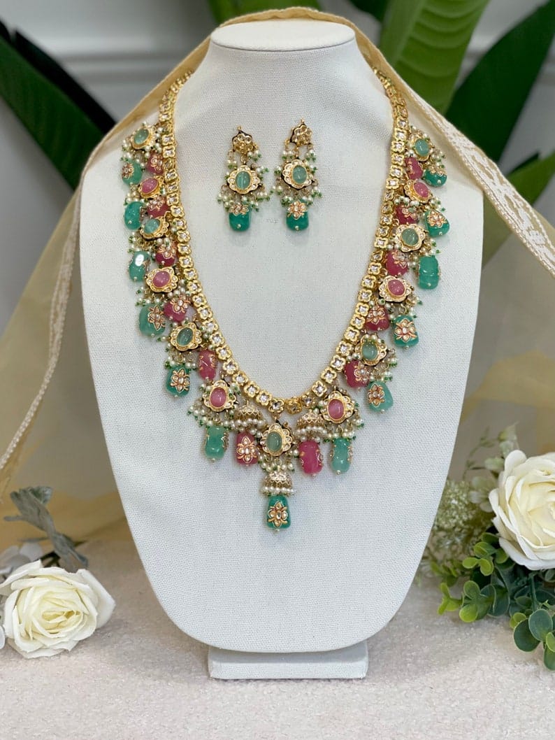 Tanjore Semiprecious Stone Kundan Necklace - Image 2