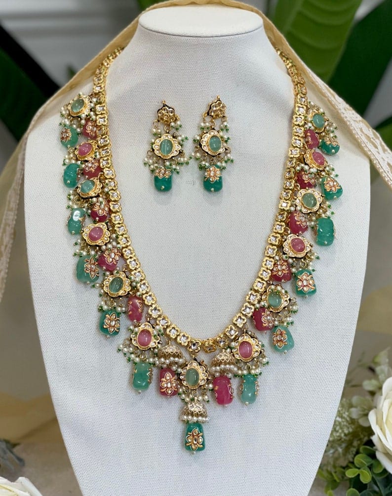 Tanjore Semiprecious Stone Kundan Necklace - Image 3