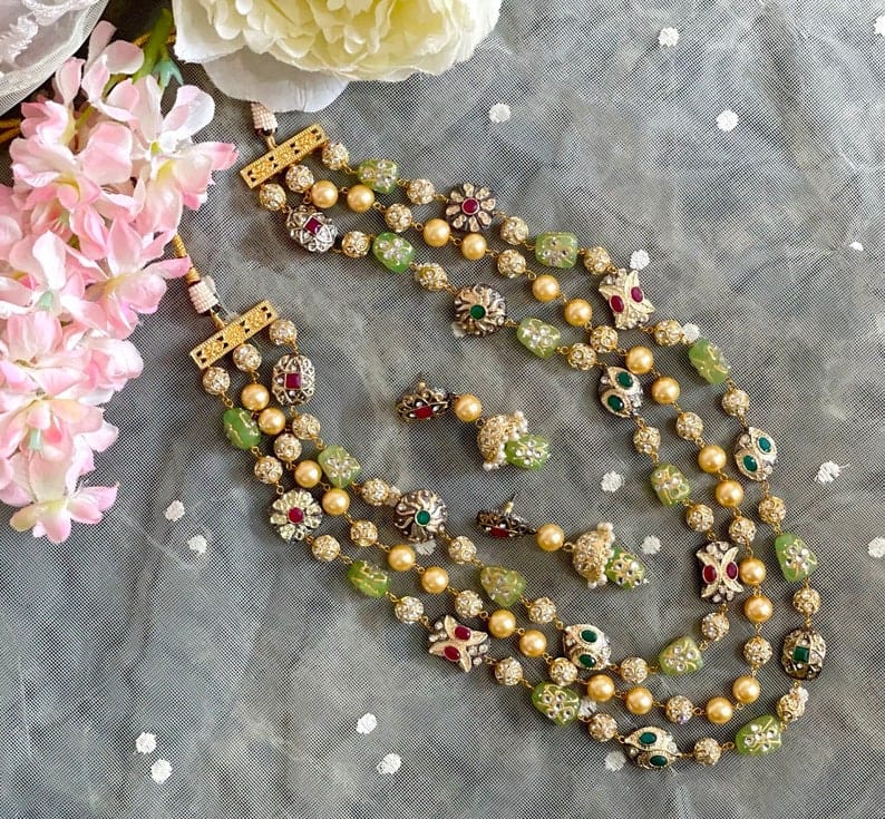 Tanjore Semiprecious Stone Kundan Necklace - Image 2