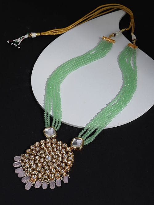 Gold Plated Jadau Kundan Long Necklace Set - Image 2