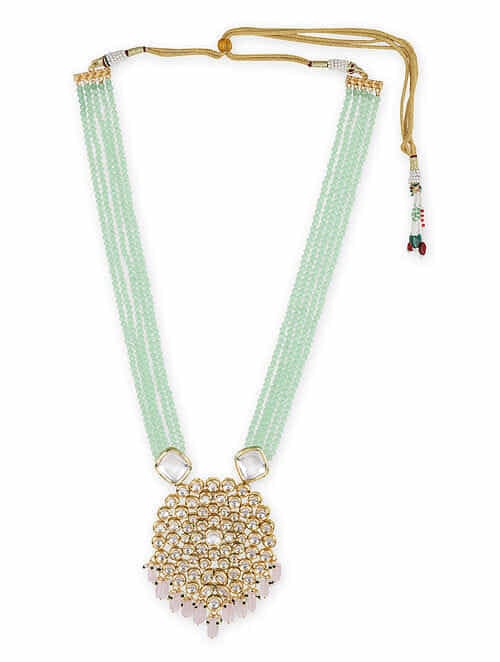 Gold Plated Jadau Kundan Long Necklace Set - Image 3