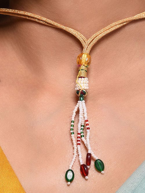Gold Plated Jadau Kundan Long Necklace Set - Image 3