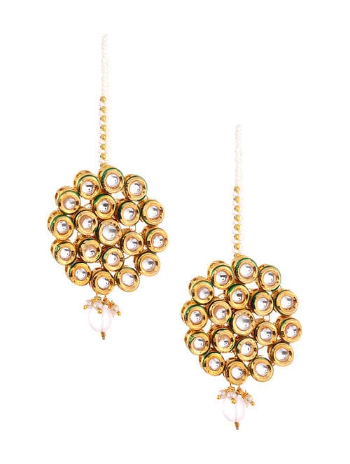 Gold Plated Jadau Kundan Long Necklace Set - Image 4