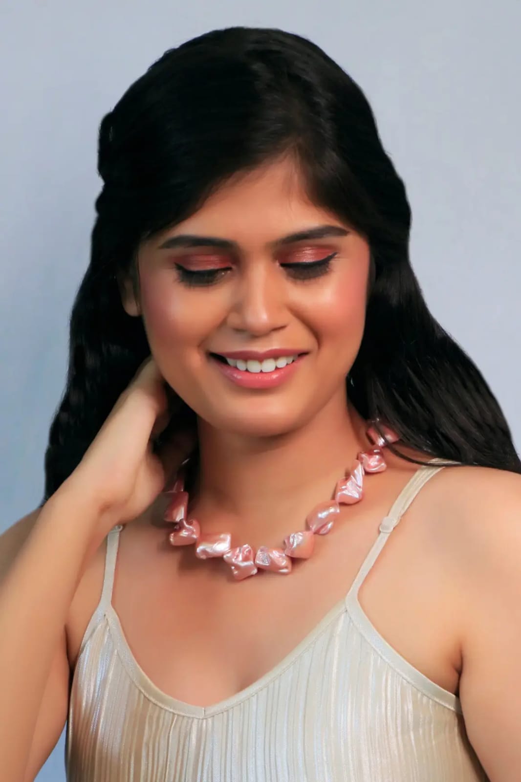 Baroque Statement Necklace Pink - Image 2
