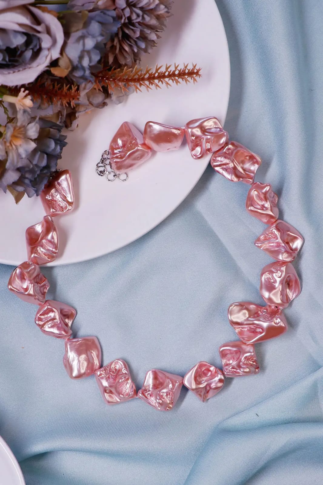 Baroque Statement Necklace Pink