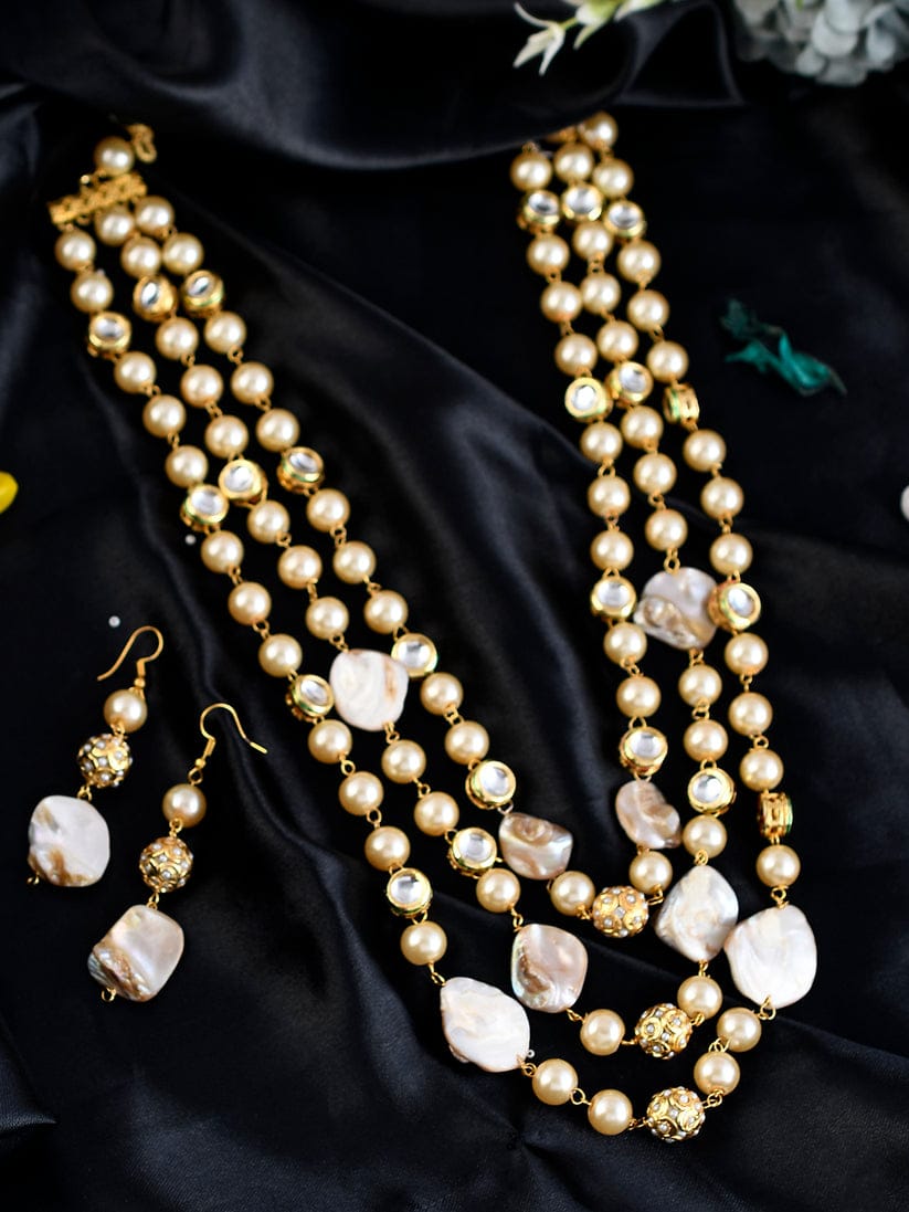 Pearl Kundan Mother of Pearl Long Jewellery Set