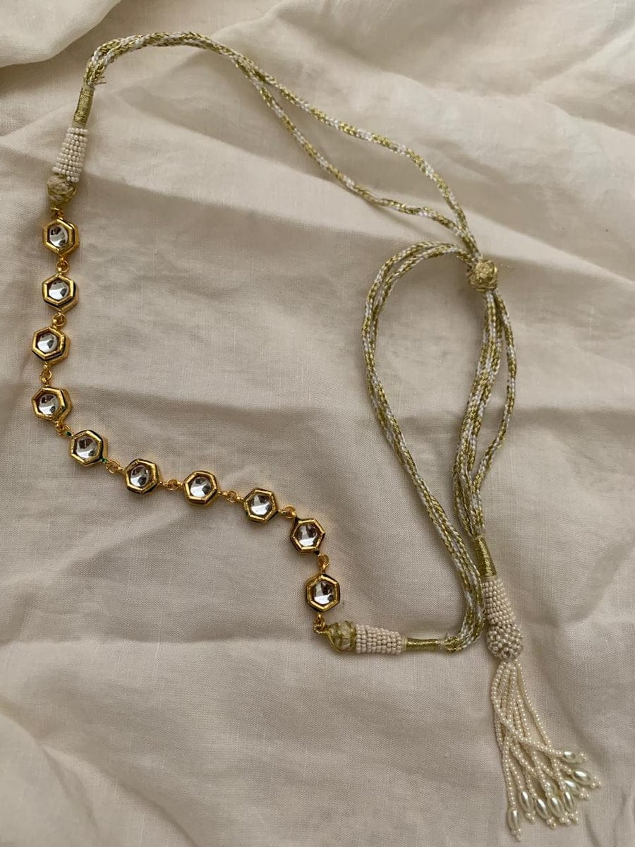 Gold Plated Jadau Kundan Necklace Set - Image 2