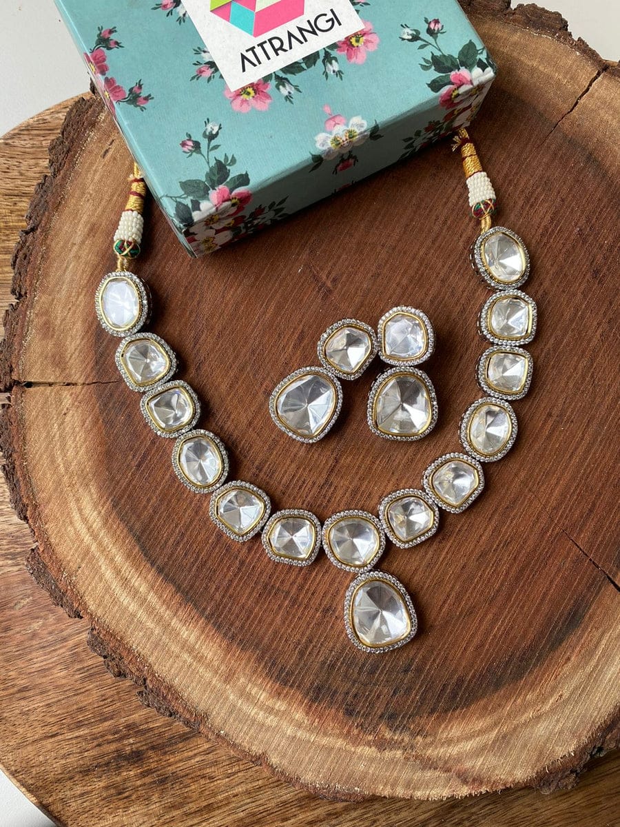 Silver Tone Polki Necklace - Image 2