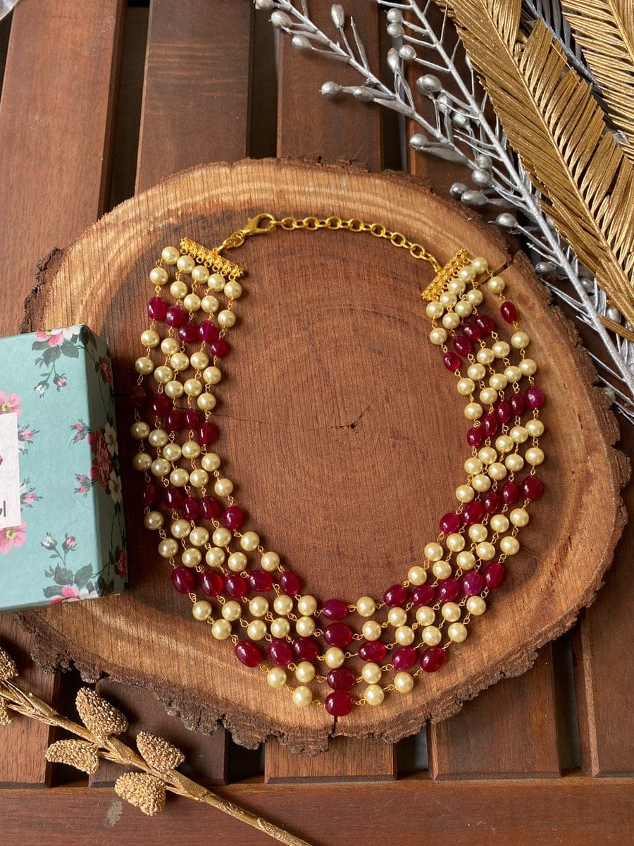 Ruby Red & White Stone Necklace - Image 2