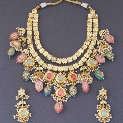 Gold Plated Jadau Kundan Necklace Set